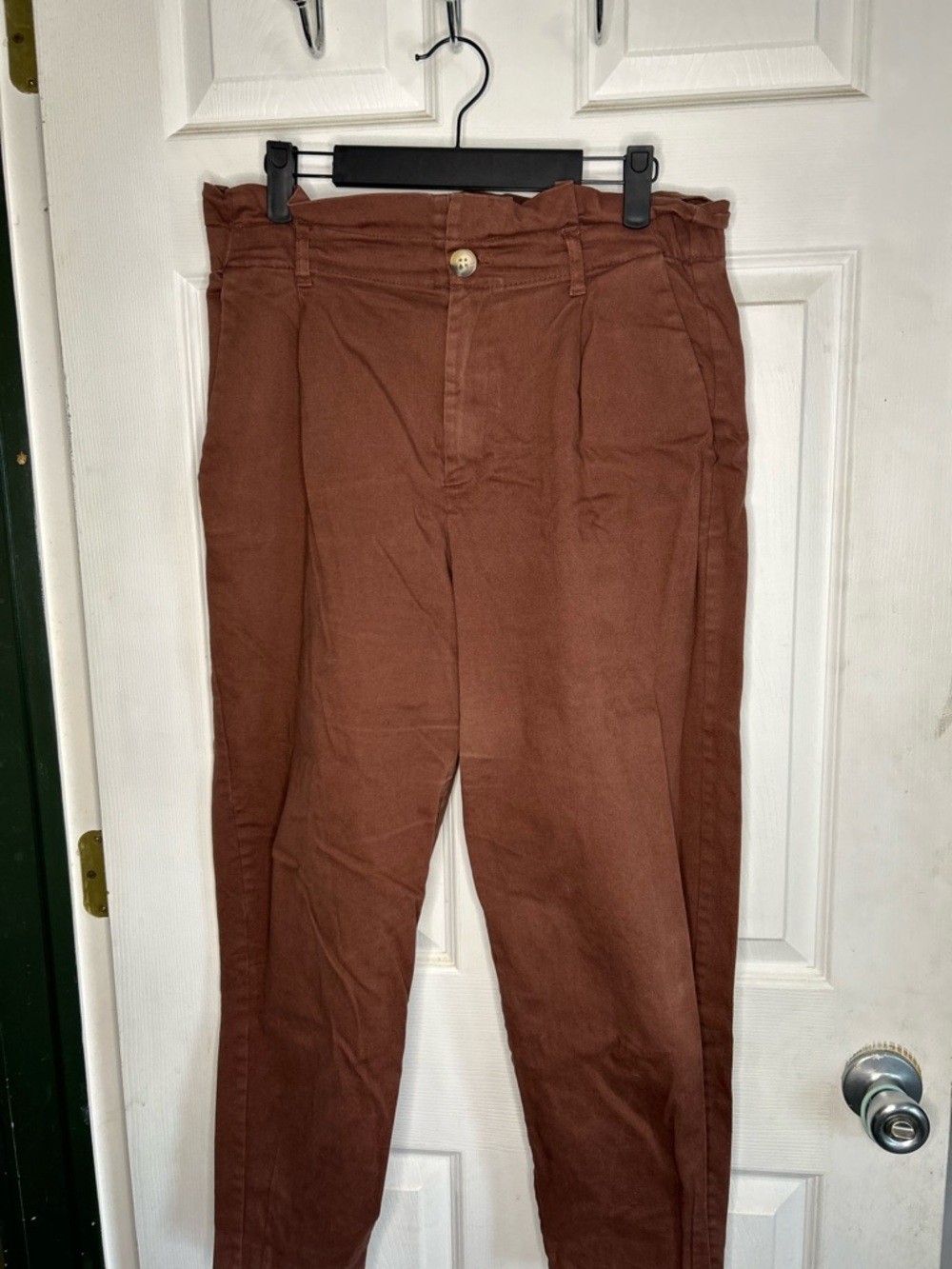 Zara Women's Paperbag Waist Chinos - Rust Brown